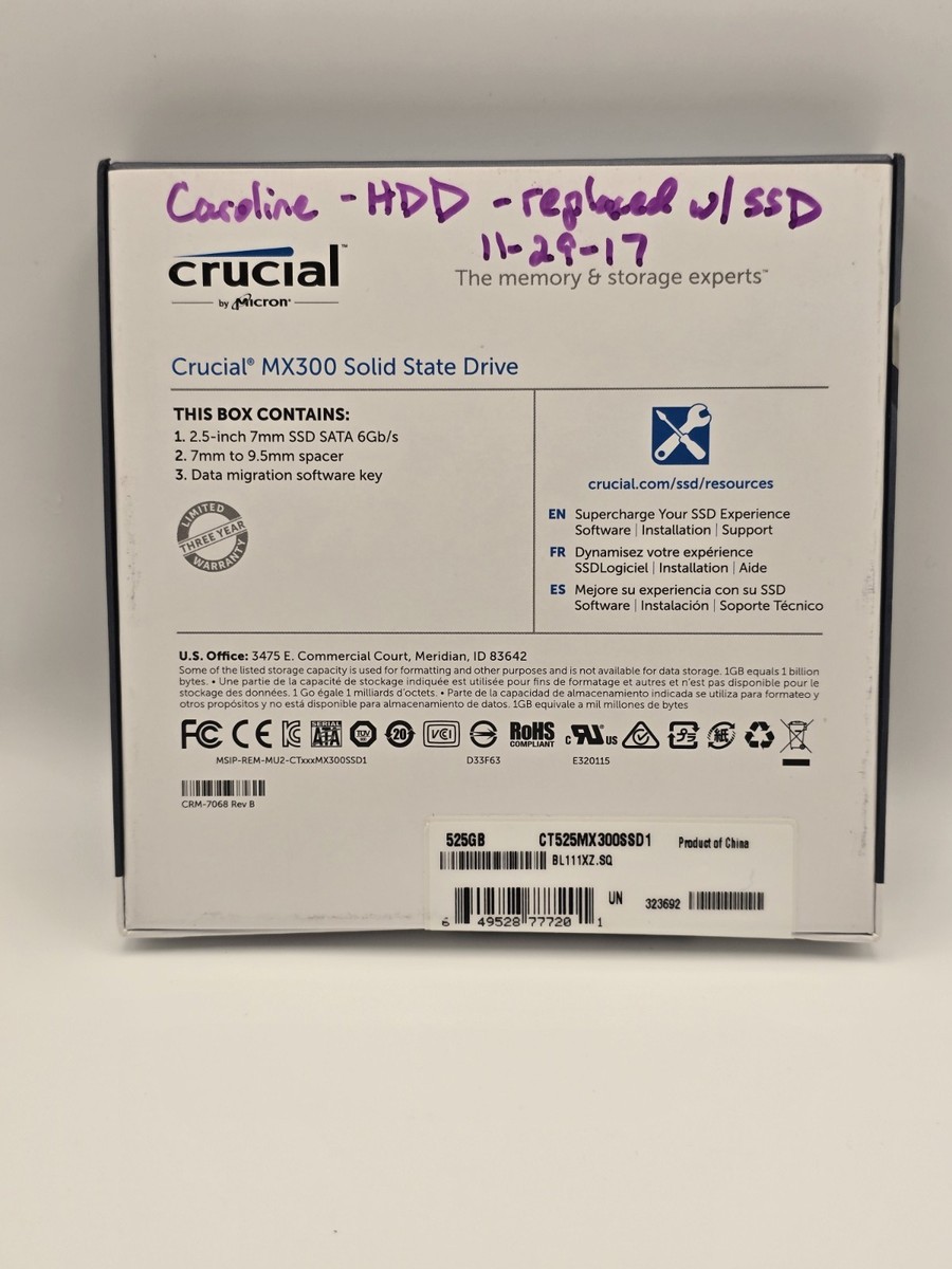 Buy Crucial 525GB,Internal,2.5 inch (CT525MX300SSD1) Solid State