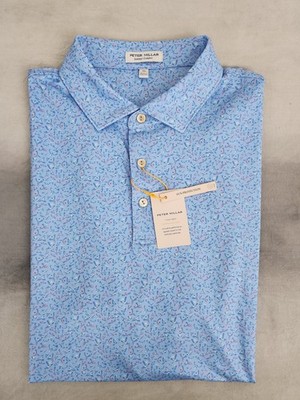 Peter Millar Cottage Blue Macaw Performance Jersey Polo MS25EK26S Men's XL 