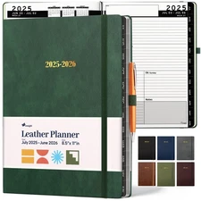 2025-2026 HARDCOVER Leather Planner Weekly & Monthly - 8.5x11 Inches - Academ...