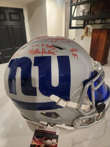 Lawrence Taylor Signed Full Size NY Giants Authentic Helmet Inscriptions JSA