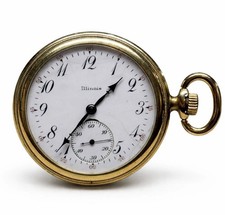 Vintage 1919 Illinois Pocket Watch   Grade 404   Size 12   17 Jewel   Working  