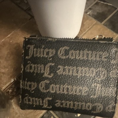 Juicy Couture Black Leather Logo Key Chain Keychain for Women