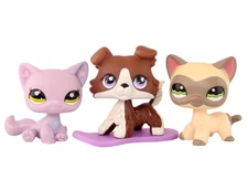 3x Pet Shop LPS Sitting Cat 1994 Dog Puppy Kids Gift ,with Cute Accessories