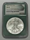 2002 US Silver Eagle $1 Coin MS69 from US mint sealed box, in slab from NGC