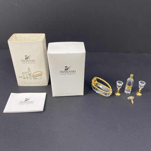 SWAROVSKI - Memories Crystal 5 Piece Wine Set with Basket - Retired PS