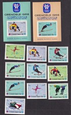 Kingdom of Yemen 1968 Olympics set of 10 & 2 MS MNH. SG R328-34