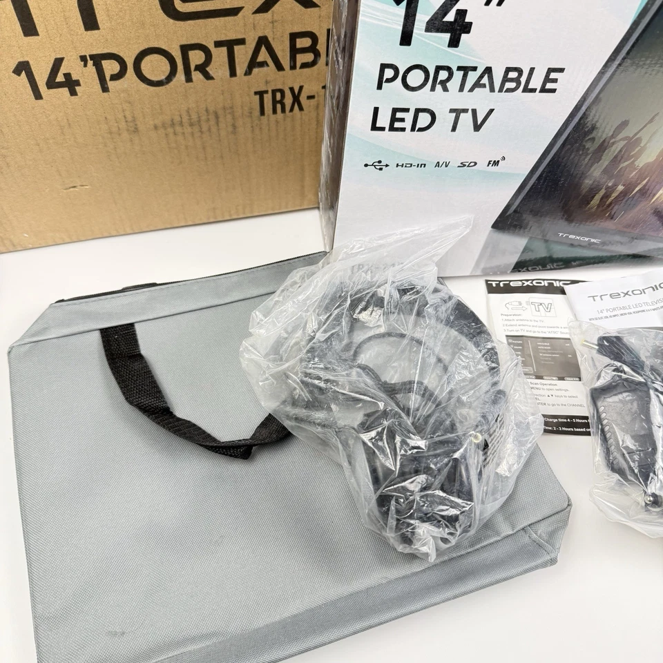 Trexonic Portable Rechargeable 14 Inch LED TV With HDMI Sd/mmc USB VGA AV Gray - Image 2 of 4