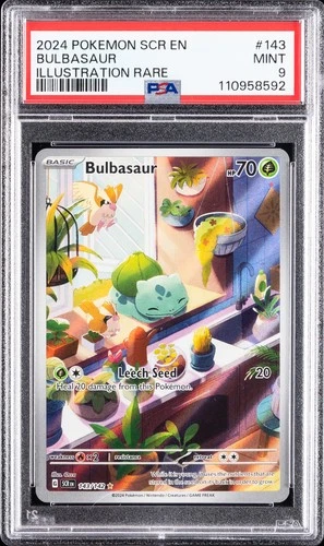 2024 POKEMON SCR EN-STELLAR CROWN ILLUSTRATION RARE #143 BULBASAUR PSA 9