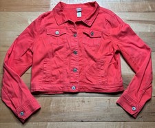 Canyon River Blues Orange Denim Jacket Women L Colorful Coastal Cowgirl
