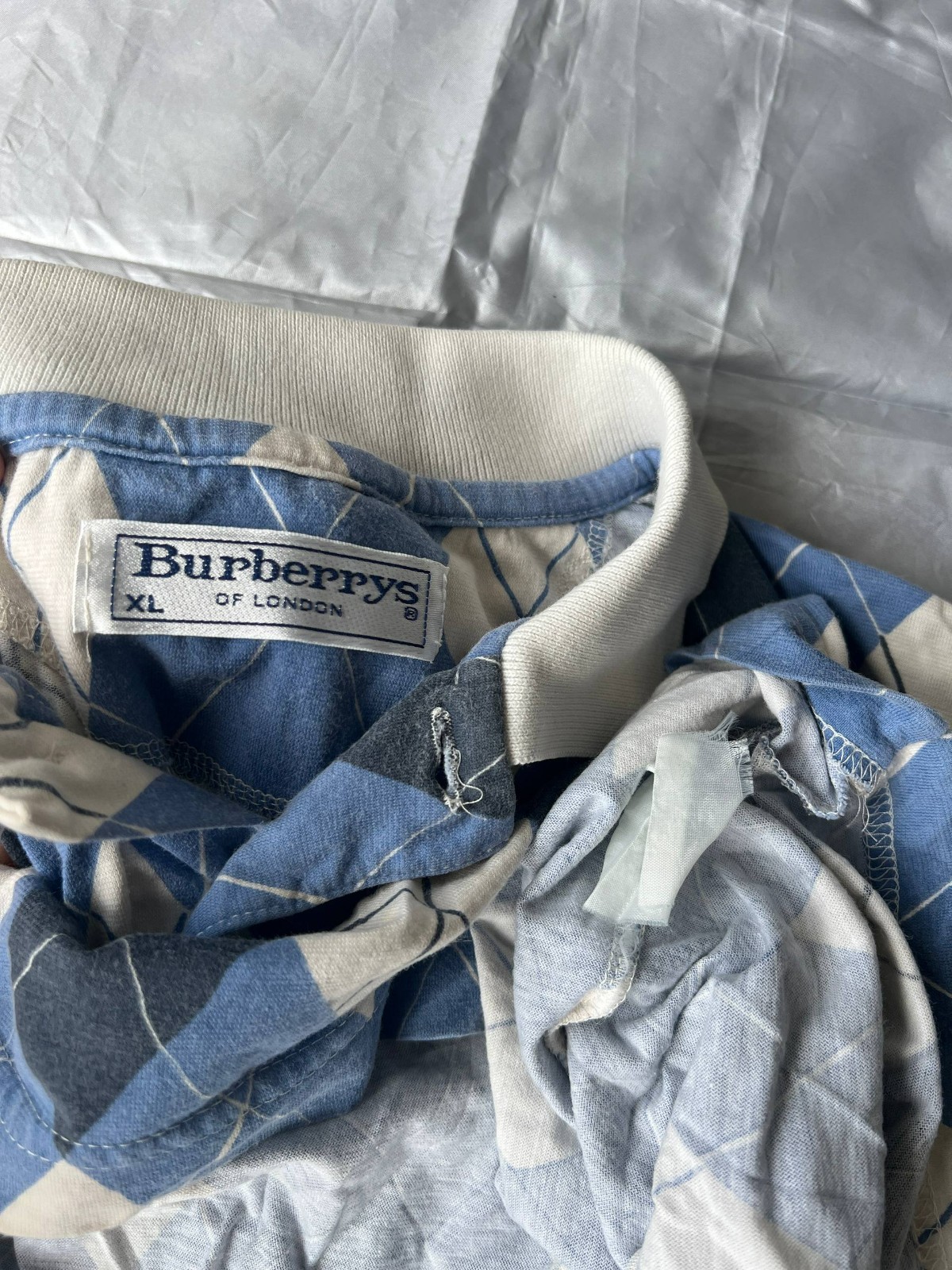 Vintage Burberrys of London Argyle Polo Shirt Size XL Blue Diamond Short Sleeve image 4