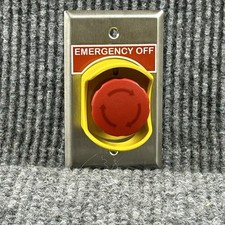 ABB CE4T-10R-02 Emergency Stop Button Switch w/Mulberry "Emergency Off" SS Plate