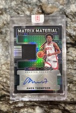 2024-25 Panini Obsidian AMEN THOMPSON Matrix Game Worn Jersey Auto #/49 Rockets