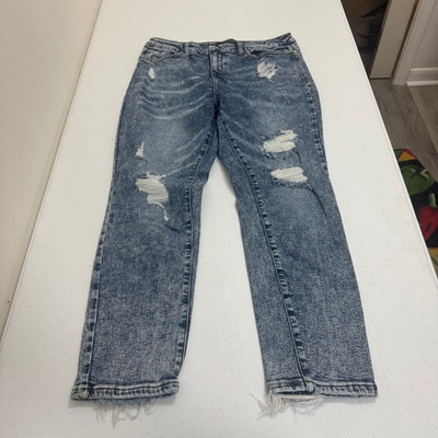 #ad Judy Blue Los Angeles Distressed Acid Wash Straight Leg Jeans Blue 15 32 4180 $15.99