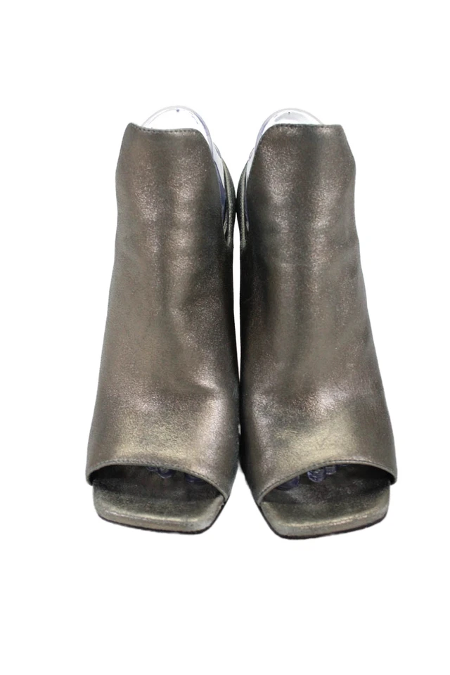 Женские кожаные босоножки Donna Karan New York металлик на открытом каблуке золотистые размер 9,5 - Изображение 2 из 4