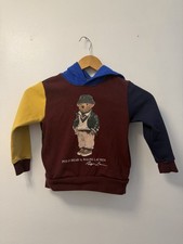 Boys POLO RALPH LAUREN Multicolor Polo Bear Hoodie Size 4T EUC Color block