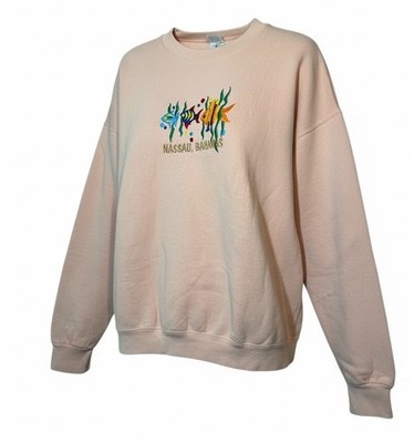 VTG 90s Bahamas Sweatshirt Women s 2XL Nassau Souvenir Embroidered Fish Ocean