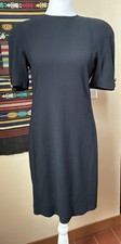 Vintage 90's Liz Claiborne Shift Dress Shoulder Pads Open Back LBD size 4 Small