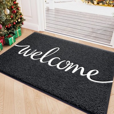 Black Door Mat Welcome Mats 1'6 x 2'6 (Rectangular), 