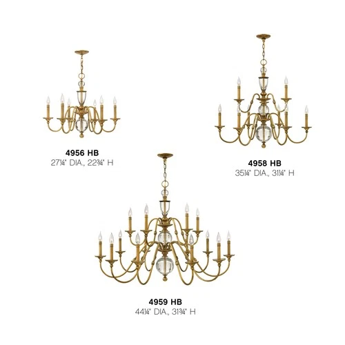 Hinkley Lighting 4958 9 Light 2 Tier Candle Style Chandelier - Brass - Picture 5 of 5