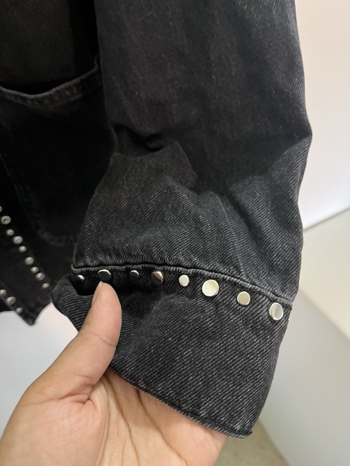 Zara Black Studded Collared Cotton Basic Jacket P… - image 5