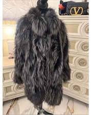 Beautiful Reversible Silver Fox And Suede Fur Coat Real Fur