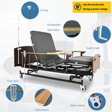 Multifunctional Hospital Bed Electric Medical Bed with Mattress 452LBS Loads