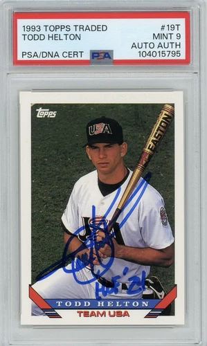 1993 TOPPS Traded Todd Helton Signed AUTO #19T PSA 9 MINT ROOKIE  HOF Rockies
