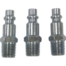 Klutch 1/4in. Male Air Plugs, 3-Pk., M-Style