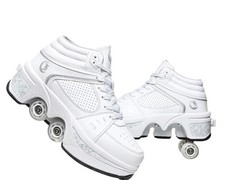 Double-Row Deform Wheel Automatic Shoes Invisible Roller Skates Size 5.5-6