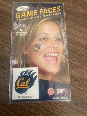 Cal Golden Bears Face Tattoos 4 pack Temporary Easy to Use NEW