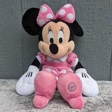 Disney Store Classic Plush Minnie Mouse 18.5" Pink White Polka Dot Dress Bow