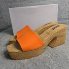 Nine West Platform Cork Heels Orange Slide Sandals Womens 12M TN Vols Clemson