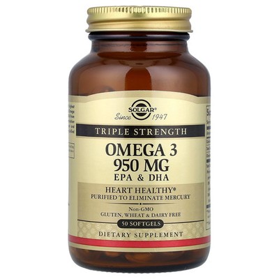 2 X Solgar, Omega-3, EPA & DHA, Triple Strength, 950 mg, 50 Softgels