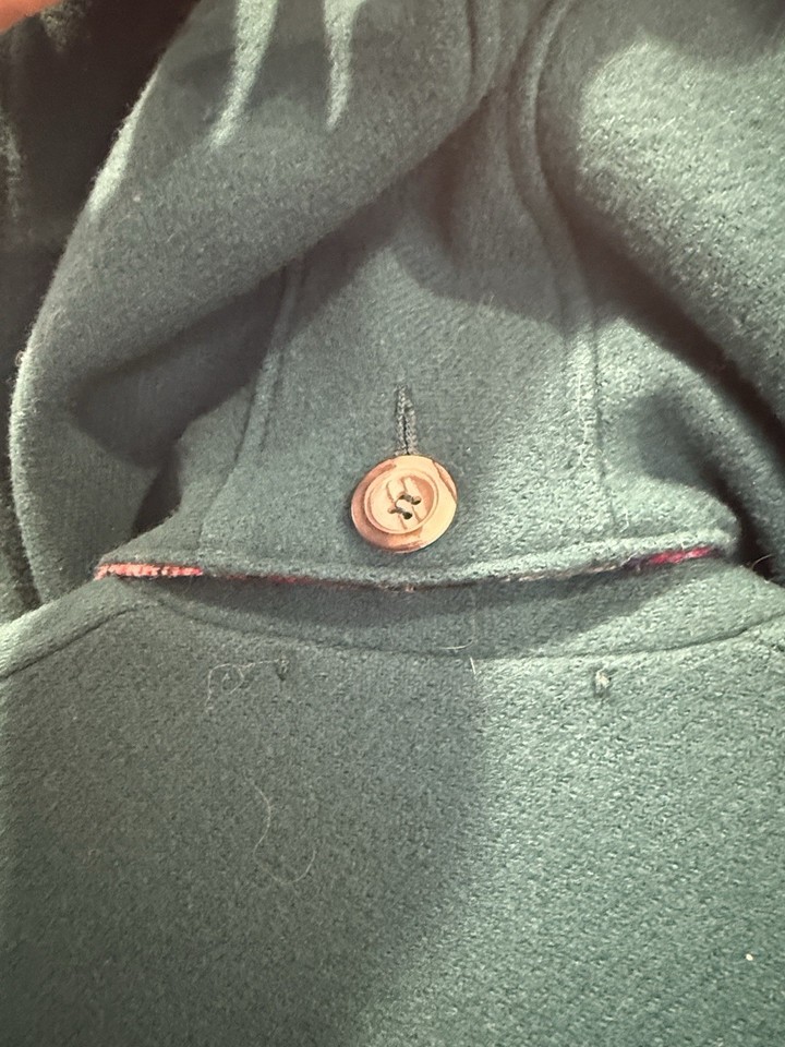 Vintage Lands End Duffel Coat Womens M Turquoise Wool Toggle Front Made ...