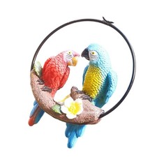 Iron Rings Macaw Parrots Hanging Ornament for Outdoor Garden Backyard Decoration