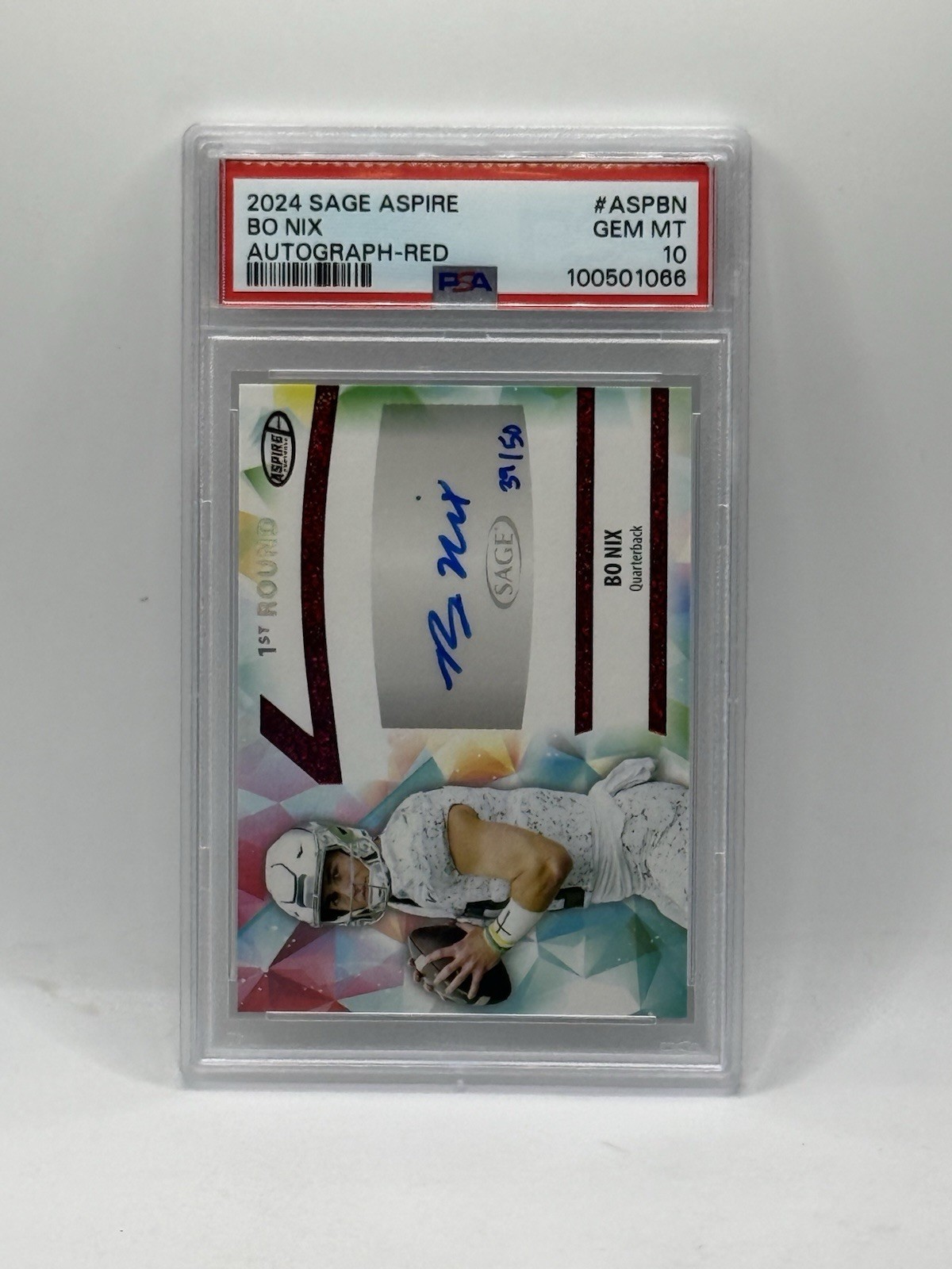 Bo Nix Sage Aspire Autographs #ASPBN Red