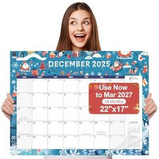 Desk Calendar 2026, Large 2026 Desk Calendar 22" x 17", 18 Months Blue