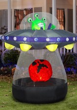 6 FT ANIMATED ALIEN SPACECRAFT HALLOWEEN Airblown Lighted Yard Inflatable