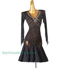 Latin Dance Dress Salsa Tango Cha Cha Ballroom Rhinestone Competition Dress F690