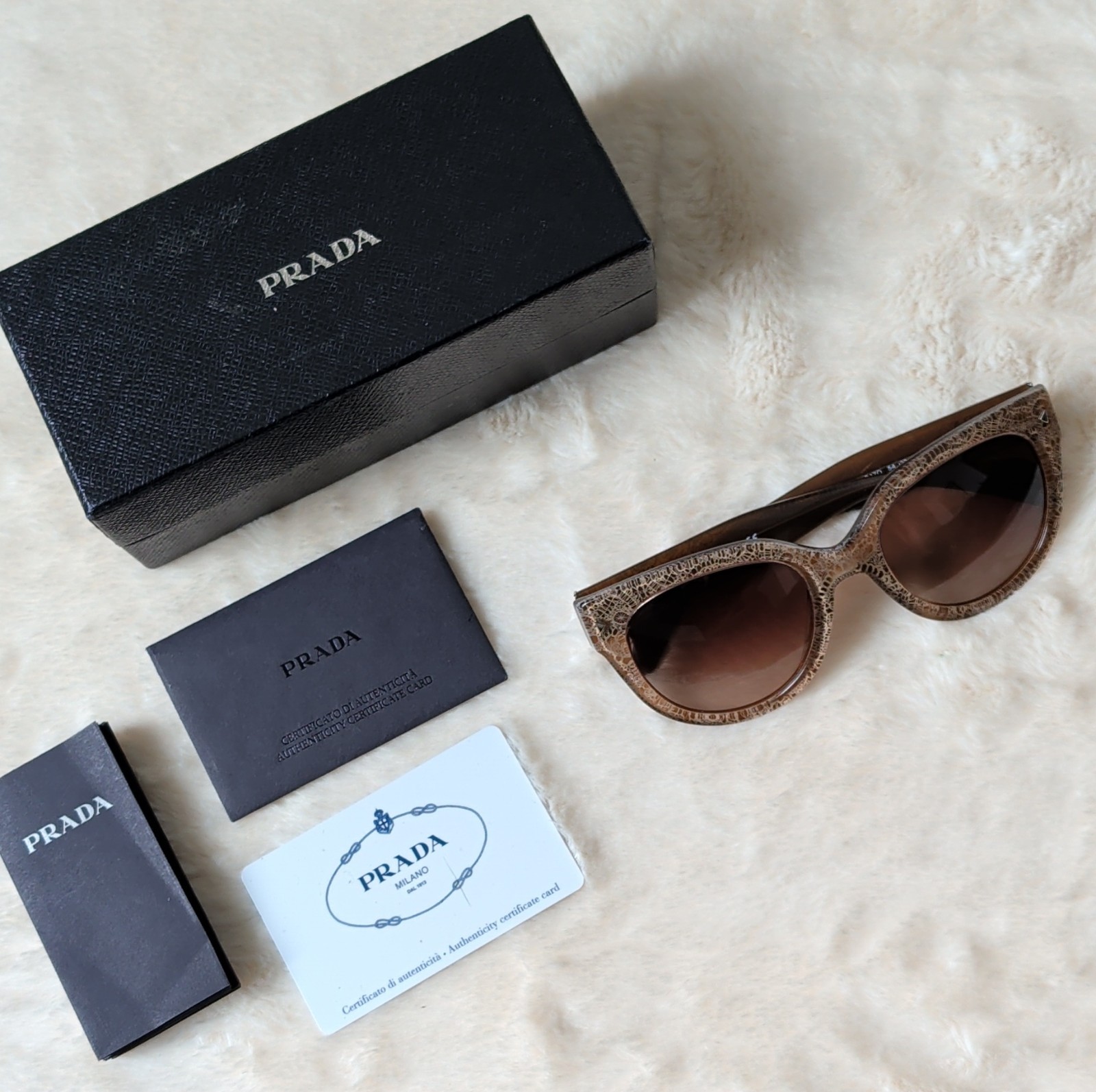 Prada Cat Eye Lace Pattern Brown Gradient Sunglas… - image 4