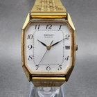 Seiko Watch Men 26mm White Dial Gold Tone Date Octagon 6532-6310 New Battery