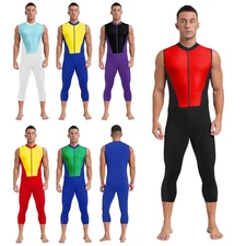 Men's Leotard Front Zipper Jumpsuit Wrestling Singlets Bodysuit Sports Adult Gym