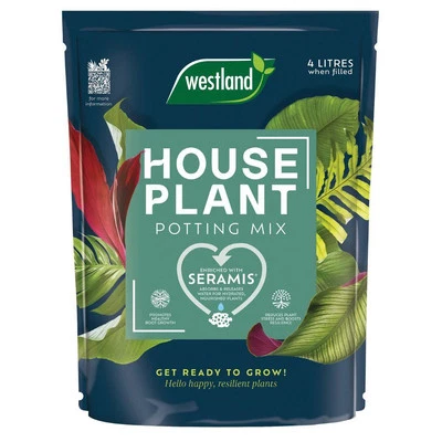 Houseplant Potting Compost Mix Enriched with Seramis, 4L Westland