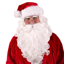 Santa White Beard and Wig Set for Adults – Soft Synthetic Fluffy Hair Christmas 
