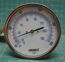 Trerice B85604 Adjustable Angle Bi-Metal Thermometer, 5" Diam, 50-300 Degrees F