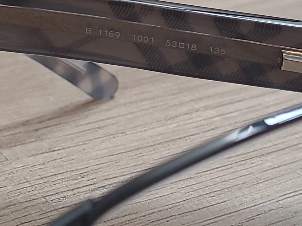  Gafas Burberry B 1169 1001 negras/grises a cuadros 53-18-135 monturas aptas para RX Foto 4 de 4