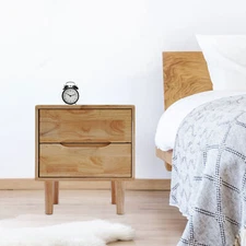 Modern Nordic Wood Nightstand End Table Bedroom Storage Side Bedside W/2 Drawers