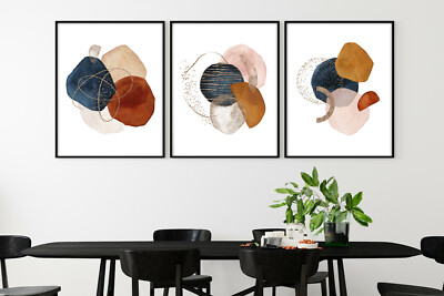 Abstrakte Wandbilder, Akt Rouge Terrakotta, Marine und Gold Drucke, Abstrakte Kunst