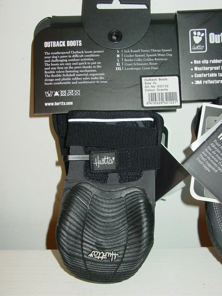 Conjunto de Botas Hurtta Dog Outback 4 Solas de Borracha Granito Cinza À Prova de Intempéries-XL-Novo - Imagem 2 de 4
