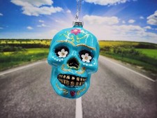 Blown glass Dia De Los Muertos SUGAR SKULL CHRISTMAS Ornament New